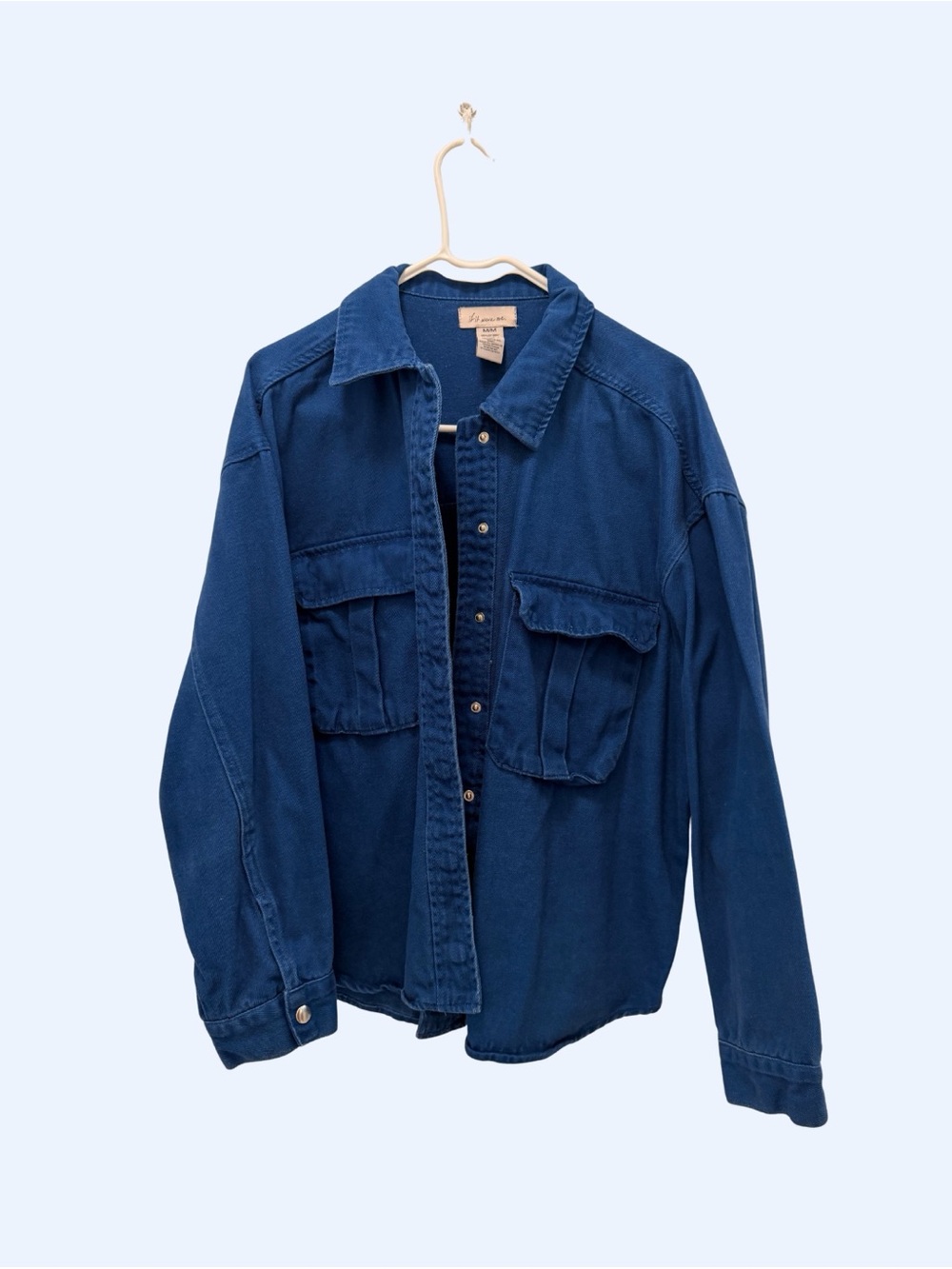 Royal Blue Utility Shacket Jacket | 100% Cotton | Size M